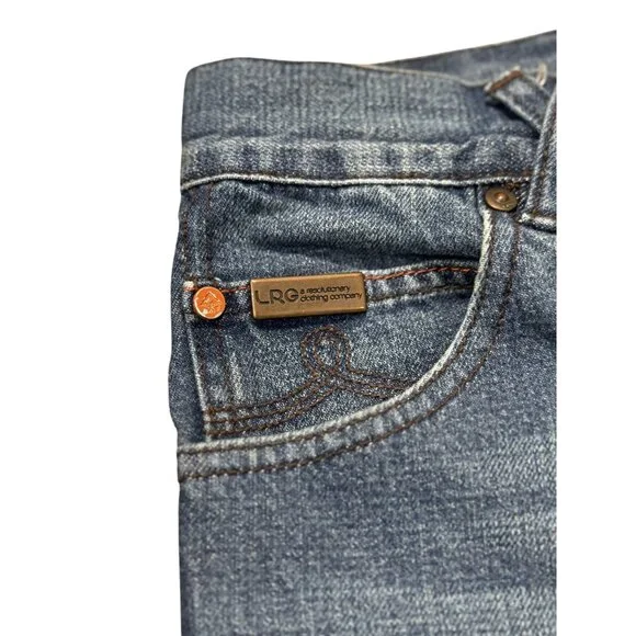 LR Geans Mens Size 30 Classic Fit Blue Denim Straight Leg Distressed - Picture 6 of 9